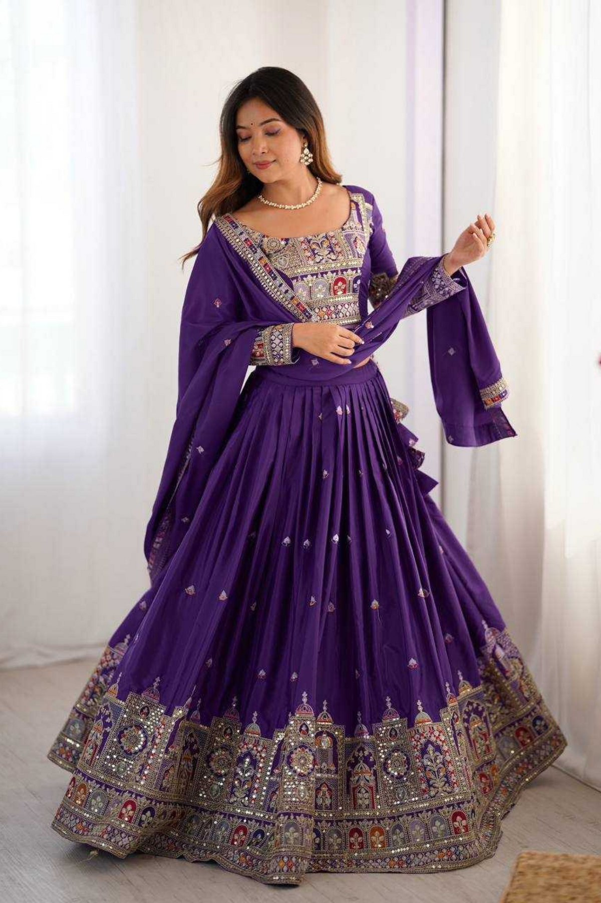 French Crepe Lehenga with Intricate Embroidery