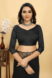 Noir Elegance Black Georgette Designer Saree - kavyo.in