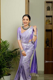 Lavender Banarasi Soft Silk Saree with Jacquard Border