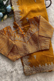Premium Soft Gold Crush Silk Saree with Heavy Zari, Sequin & Coding Embroidery Work