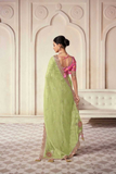 Elegant Green Organza Saree with Silk Blouse