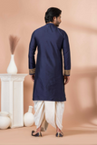 Navy & Ivory Royal Embroidered Men’s Kurta Pajama Set