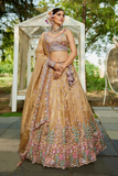 Golden Tissue Embroidered Designer Lehenga Set