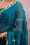 Premium Blue Silk Saree with Real Mirror & Glitter Dori Work