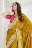 Soft Rangoli Silk Saree with Embroidery Lace Border & Digital Print Blouse