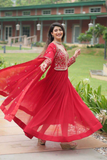 Elegant Faux Blooming Embroidered Anarkali Gown Set - Rani - kavyo.in