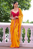 Embellished Sequinned Chiffon Saree in Sunshine Yellow