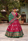 Rajwada Tussar Silk Patola Print & Foil Work Lehenga Set