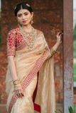 Premium Saree with Sequin Butti, Jati Dori Work & Embroidered Lace Border