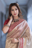 Pearl Royale Soft Twill Net Saree with Sequin Dori Embroidery & Fancy Lace Border - kavyo.in