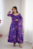 Royal Bloom Organza Floral Anarkali Gown Set - kavyo.in
