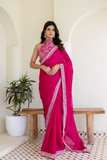 Rangoli Silk Saree with Cording Embroidery & Double Sequins Work