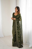 Georgette Silk Saree with Foil Work, Small Lace & Zalar Border