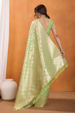 Soft Pure Banarasi Silk Saree with Zari Weaving Motifs and Rich Pallu