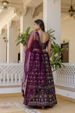 Royal Purple Georgette Embroidered Lehenga Set