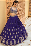 Royal Blue Heavy Chinon Silk Lehenga Choli with Embroidery Sequence Work