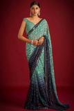 Heavy Faux Georgette Saree with Padding Print, 7MM Sequins & Multi Embroidery Work
