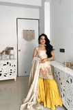 Ivory Gold Chinnon Silk Sharara Suit Set