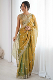 Olive Luxe Fandi Silk Designer Party Wear Saree