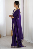 Rohini Purple Elegance Party Wear Saree Set