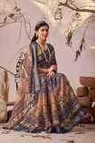 Premium Linen Cotton Saree with Digital Floral & Patola Print Border