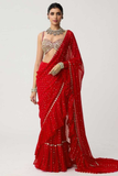 Crimson Maharani Mirror Work Saree