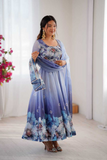 Premium Organza Soft Taby Silk Gown with Digital Print & Dupatta