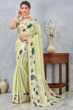 Soft Georgette Printed Saree with Elegant Lace Border & Artistic Motifs