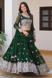 Embellished Semi-Stitched Georgette Lehenga Choli (Green)