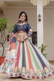 Multicolor Crepe Silk Lehenga Choli with Foil Crepe Silk Dupatta