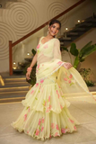 Soft Georgette Ruffle Lehenga Saree with Digital Print