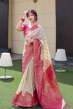 Elegant Off-White Banarasi Lichi Silk Saree