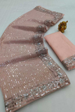 Champagne Glow Georgette Sequin Saree