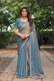 Fandy Chiffon Saree with Sequin Lace Border & Embroidered Blouse