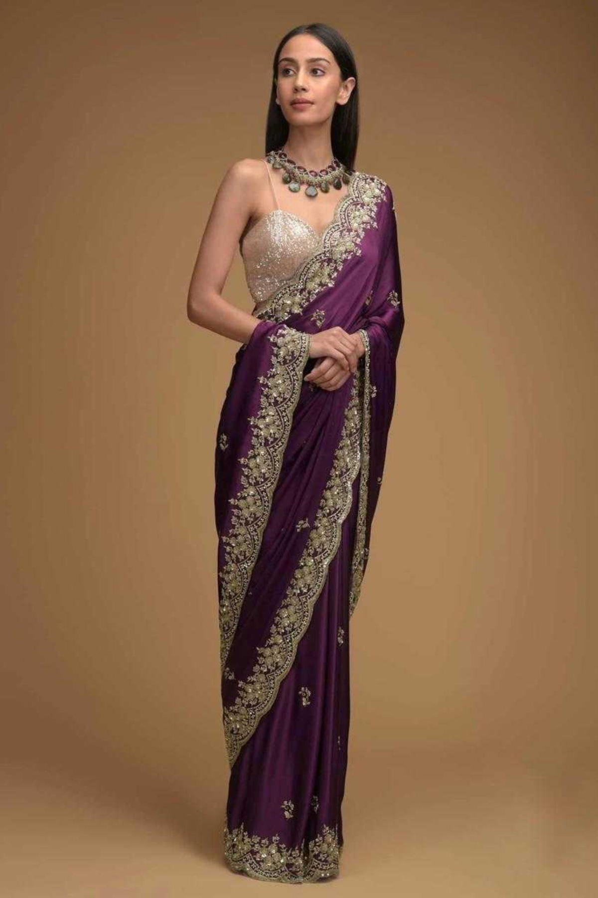 Pure Rangoli Silk Saree with Heavy Embroidered Cutwork Border & Sequin Detailing