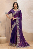 Royal Purple Space Silk Embroidered Saree