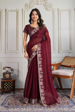 Fendy Chiffon Silk Saree with Swarovski Detailing & Cutwork Border