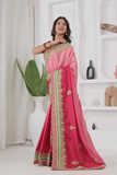 Pink Radiance Chinon Silk Saree