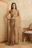 Golden Grace Rangoli Silk Saree with Multi Embroidery & Cutwork Border