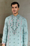 Sky Blue Viscose Silk Embroidered Kurta Set