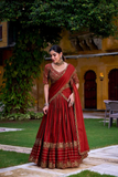 Maroon Rangoli Crush Embroidered Lehenga with Dupatta