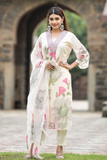 Ivory Bloom – Georgette Kurta Pant Dupatta Set