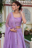 Chinon Lavender Lehenga Choli with Net Dupatta – Raashi Lehenga