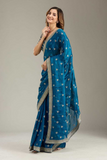 Soft Fancy Chiffon Saree with Zari Pallu & Hand Stone Work