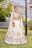 Ivory Garden Embroidered Vichitra Silk Lehenga Choli Set with Dupatta