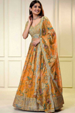 Floral Organza Lehenga Choli with Dupatta