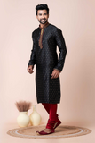 Royal Black Mulberry Buttu Men’s Kurta Pajama Set