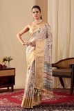 Soft Lichi Silk Saree with Luxurious Golden Zari Border
