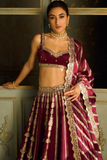 Regal Maroon Kasturi Silk Bridal Lehenga with Zari & Sequins Work