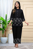 Ladybook Black Grace – Embroidered Kurti Pant Set for Office & Daily Wear